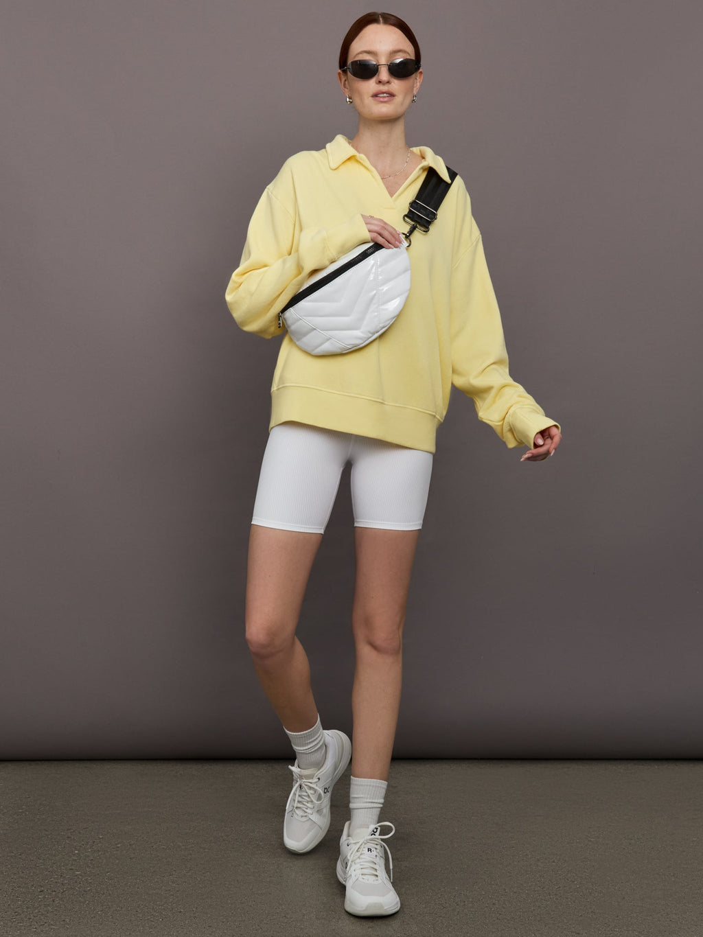 Johnny Collar Sweatshirt in French Terry - Banana