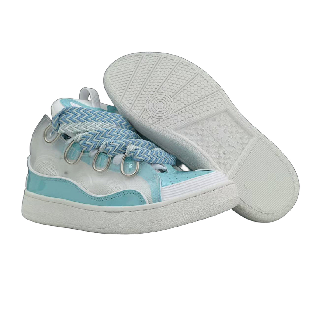 Lanvin Curb Sneakers 'White Light Blue' - Patent Leather
