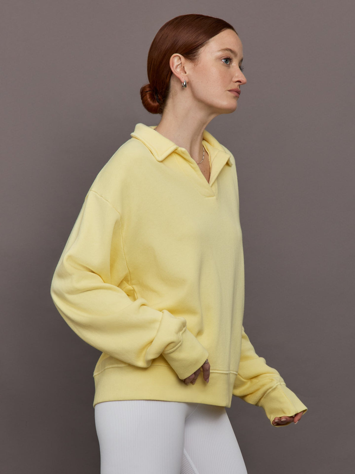 Johnny Collar Sweatshirt in French Terry - Banana