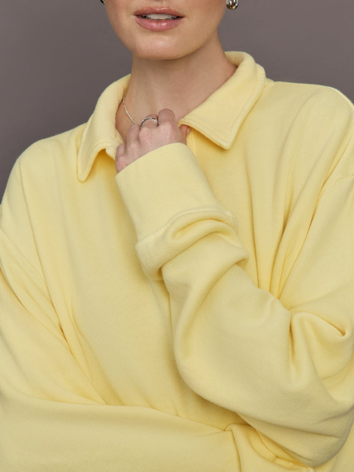 Johnny Collar Sweatshirt in French Terry - Banana