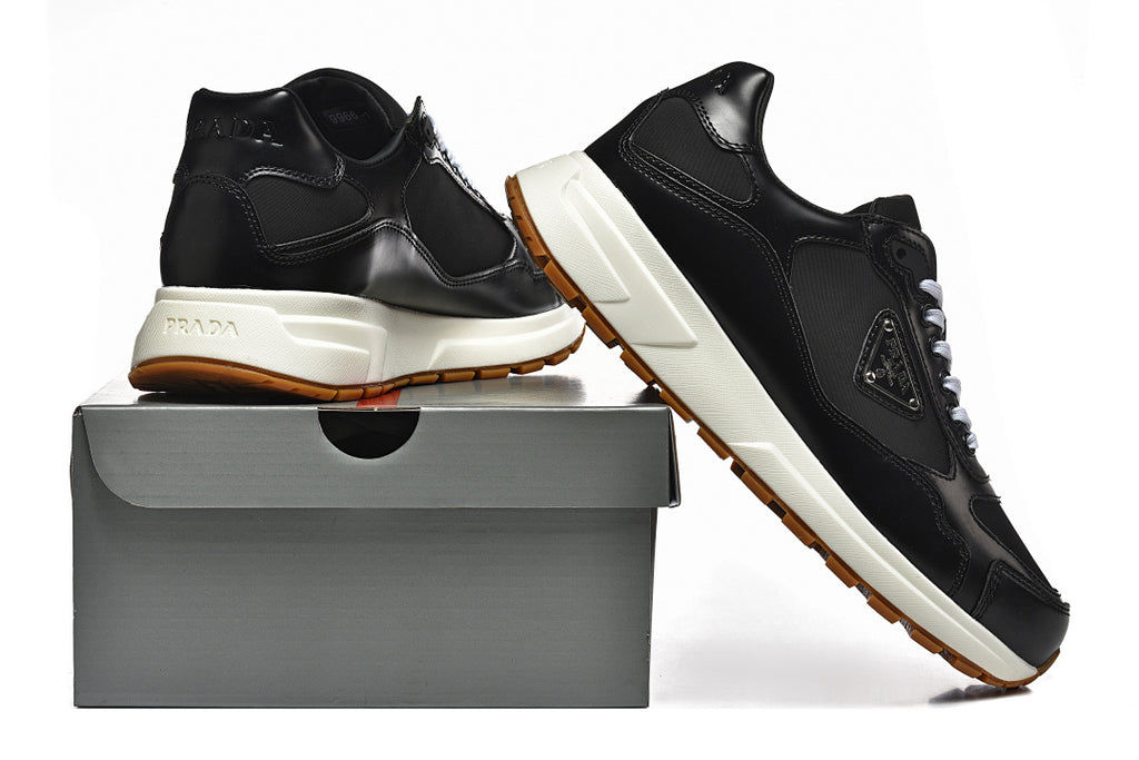 Prada Prax 01 Re-Nylon Brushed Leather Black White Gum