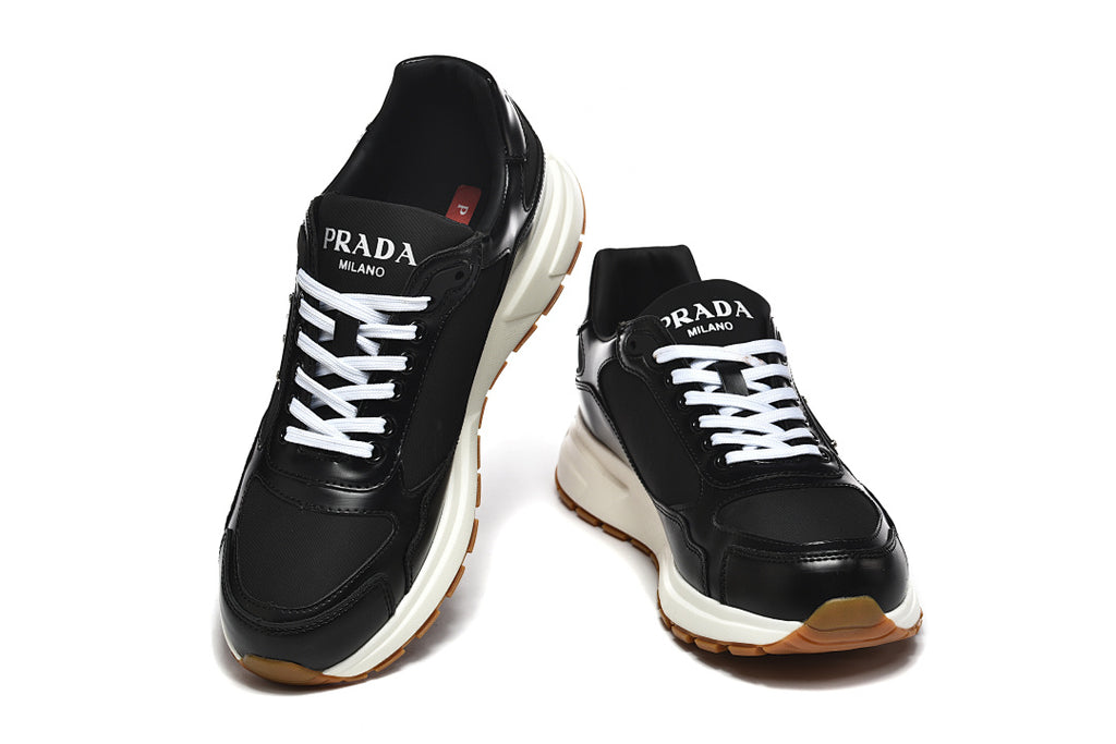 Prada Prax 01 Re-Nylon Brushed Leather Black White Gum