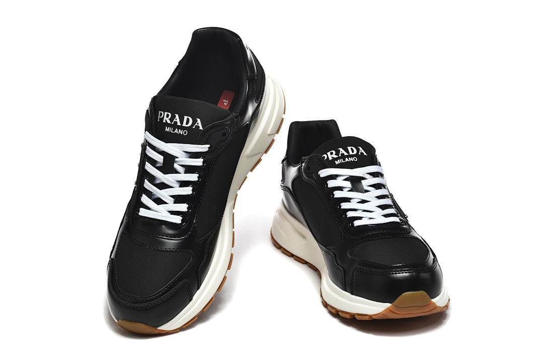 Prada Prax 01 Re-Nylon Brushed Leather Black White Gum