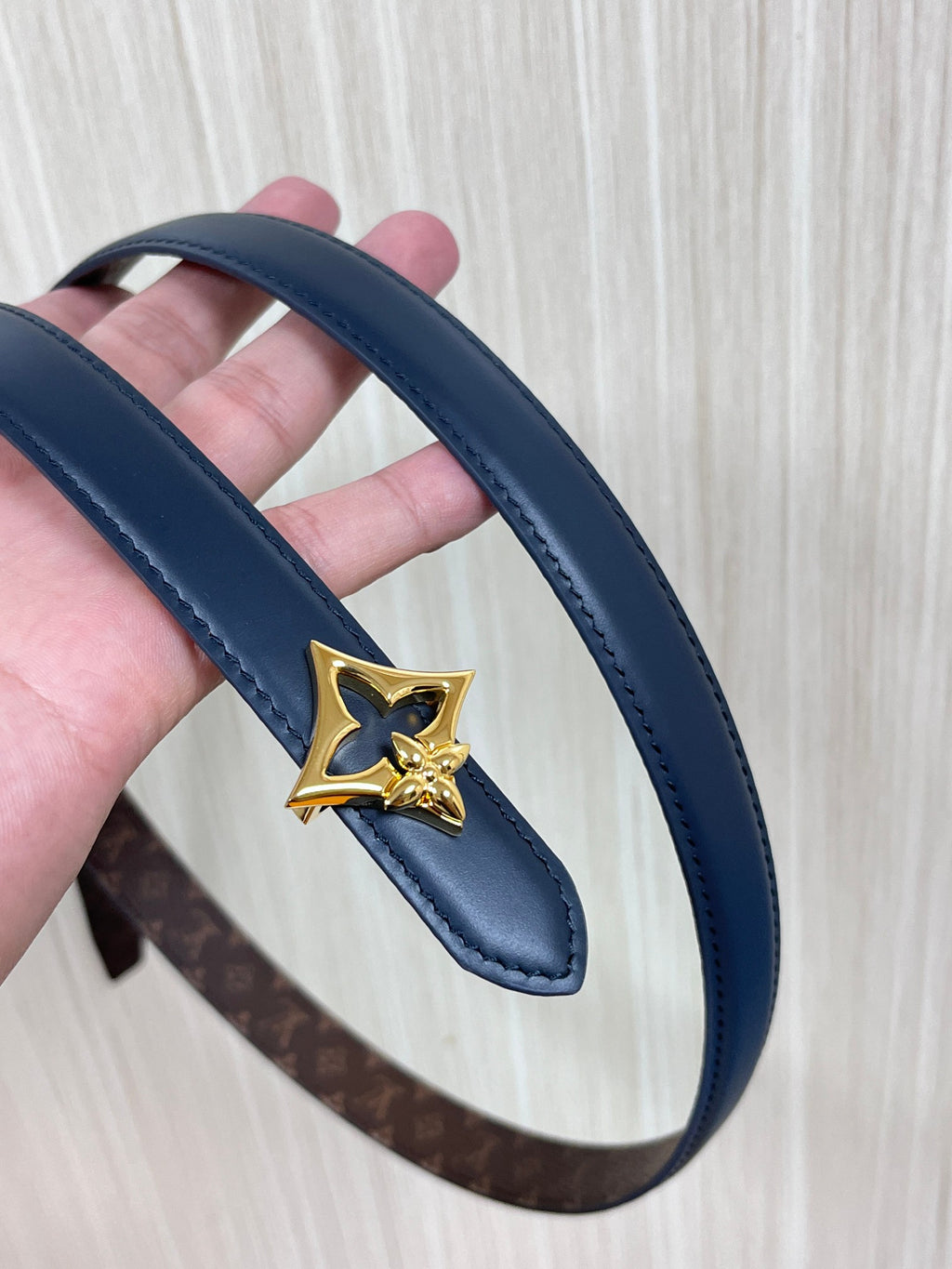 Louis Vuitton LV Flowergram 20MM Reversible Belt Monogram Canvas Blue
