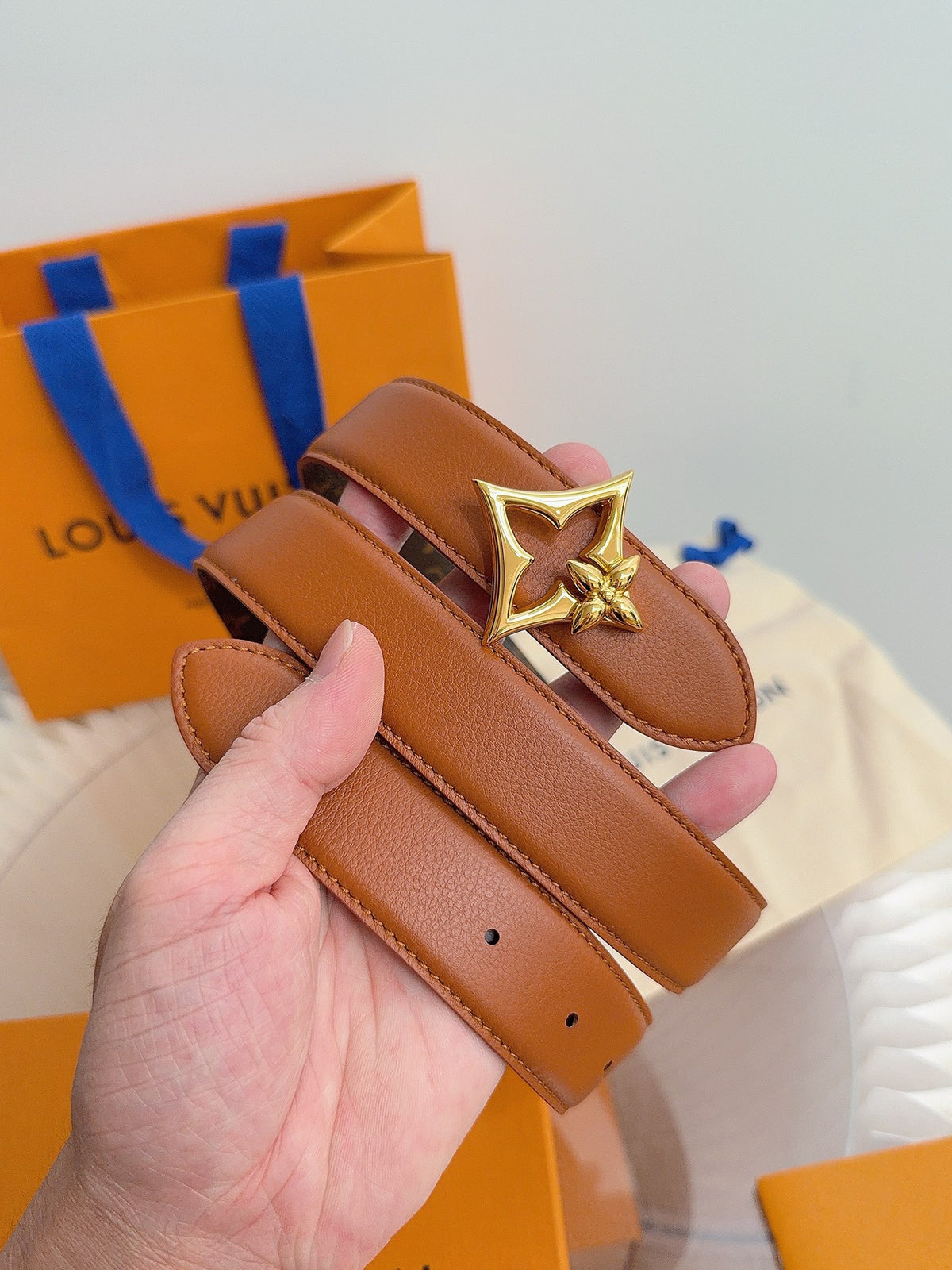 Louis Vuitton LV Flowergram 30MM Reversible Belt Cognac