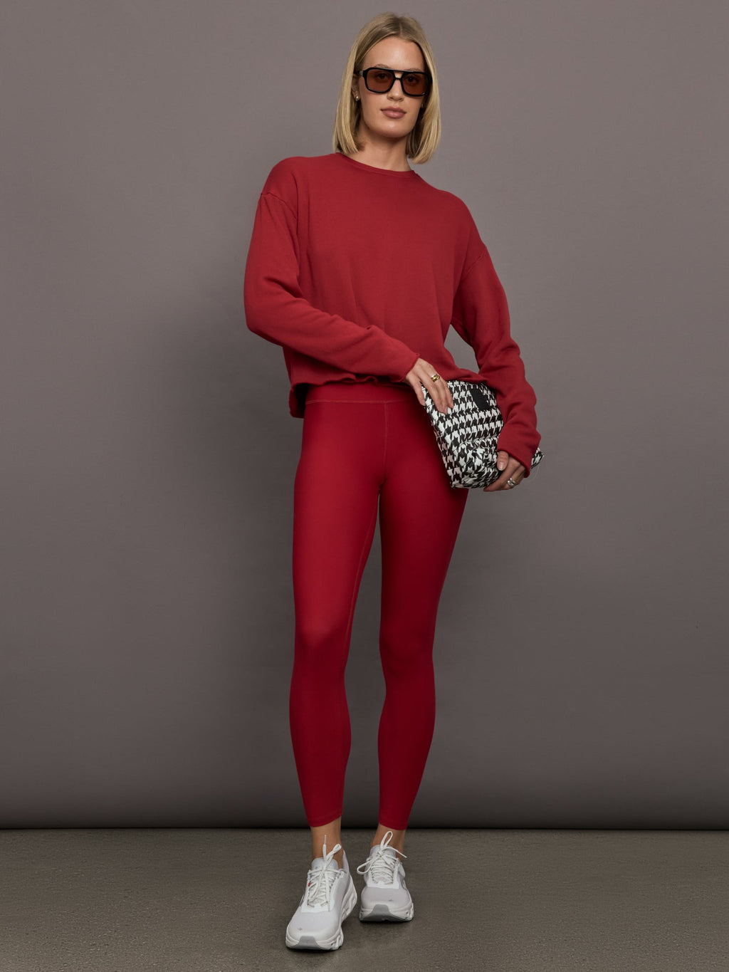 Crew Neck Sweatshirt in French Terry - Cherry Red