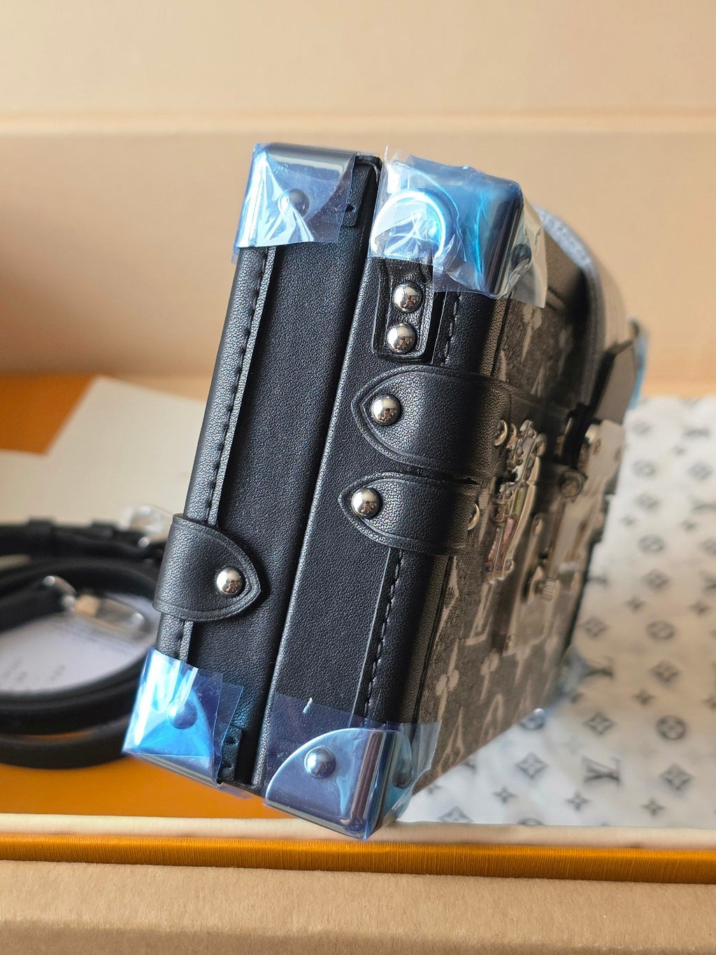 LV Petite Malle Bag 20cm Black in Denim with Cowhide 287739
