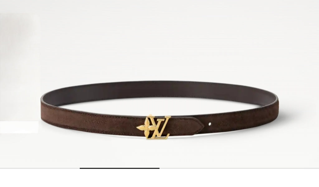 Louis Vuitton LV Bloom 30MM Reversible Belt Suede Brown