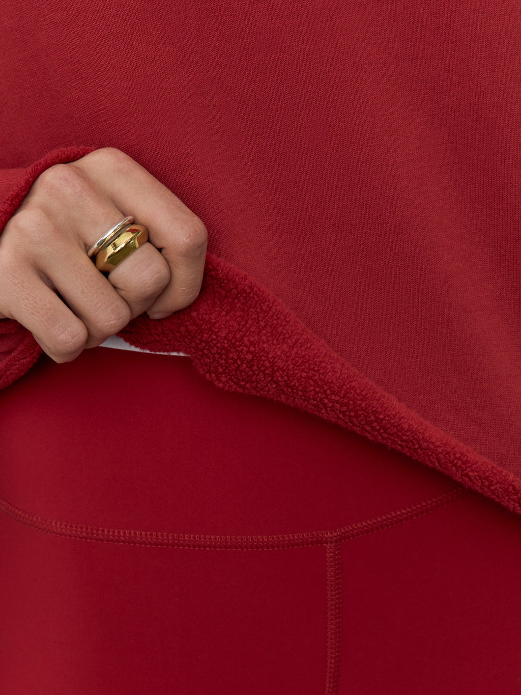 Crew Neck Sweatshirt in French Terry - Cherry Red