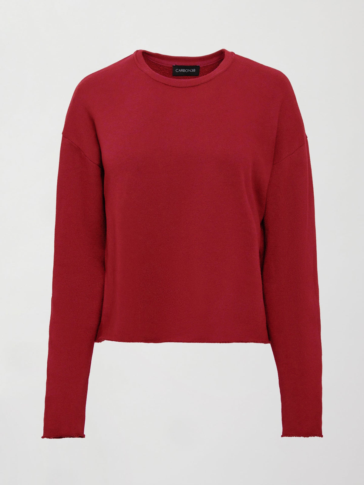 Crew Neck Sweatshirt in French Terry - Cherry Red