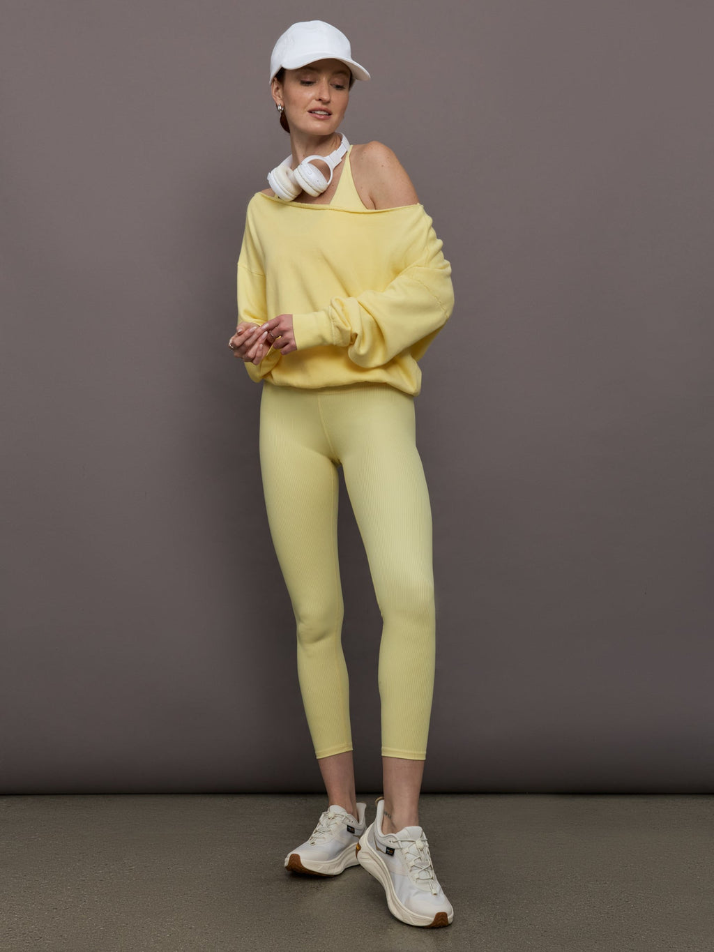 Off Shoulder Sweatshirt in French Terry - Banana