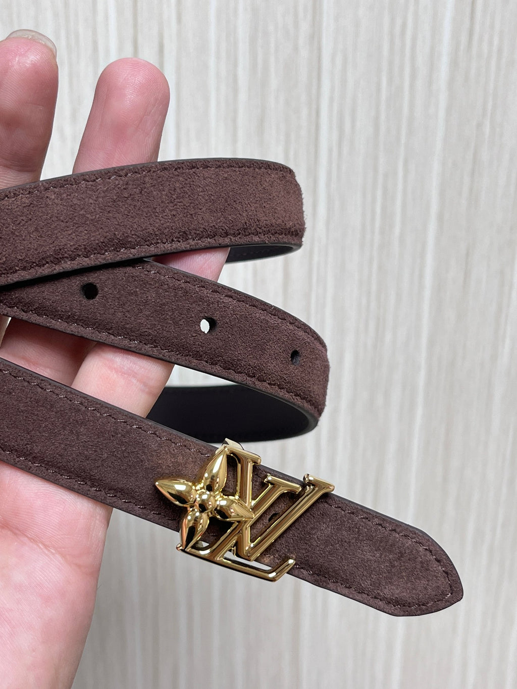 Louis Vuitton LV Bloom 30MM Reversible Belt Suede Brown