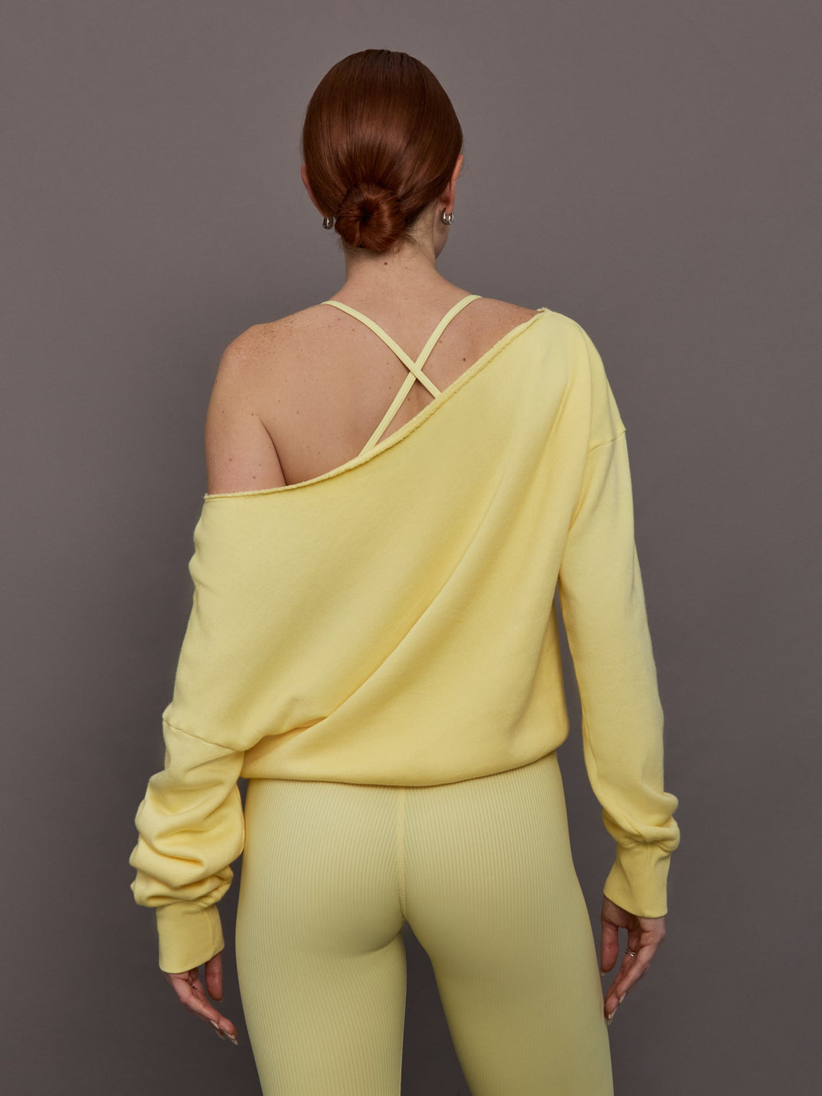 Off Shoulder Sweatshirt in French Terry - Banana