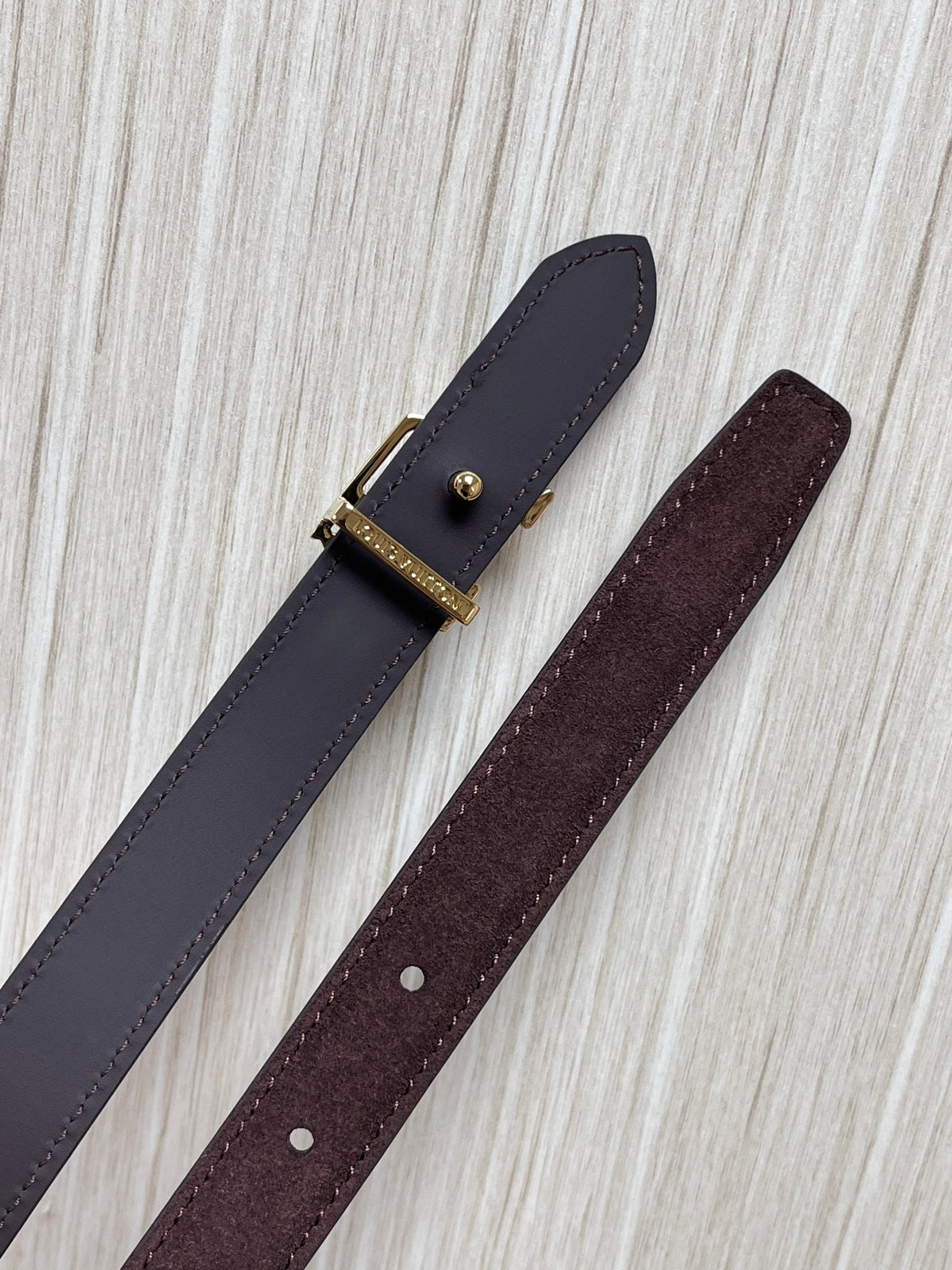 Louis Vuitton LV Bloom 30MM Reversible Belt Suede Brown