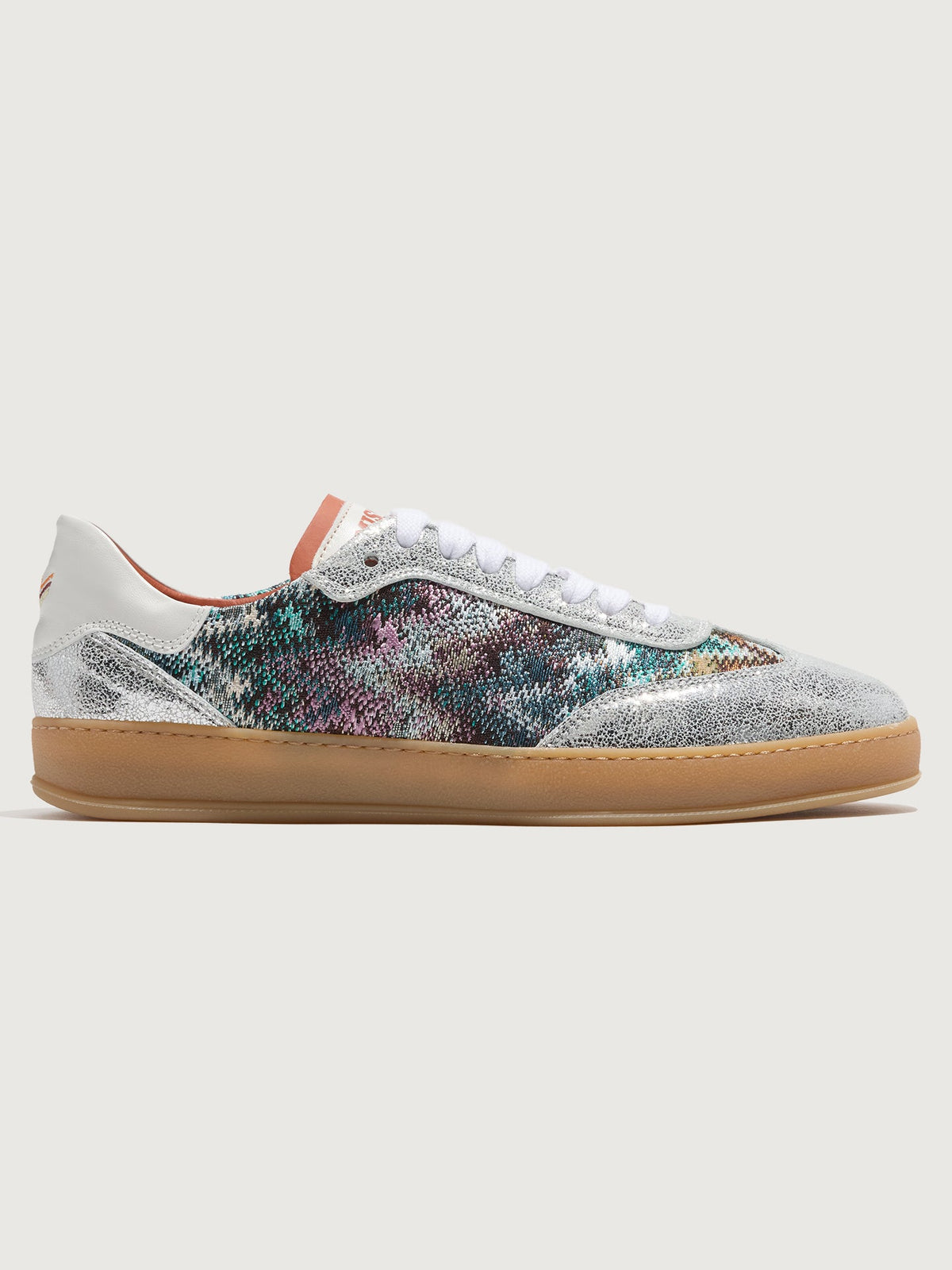 Alice Sneaker - Silver/Fabric Multi Turquoise