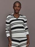Johnny Collar Striped Sweater - Black/Cream