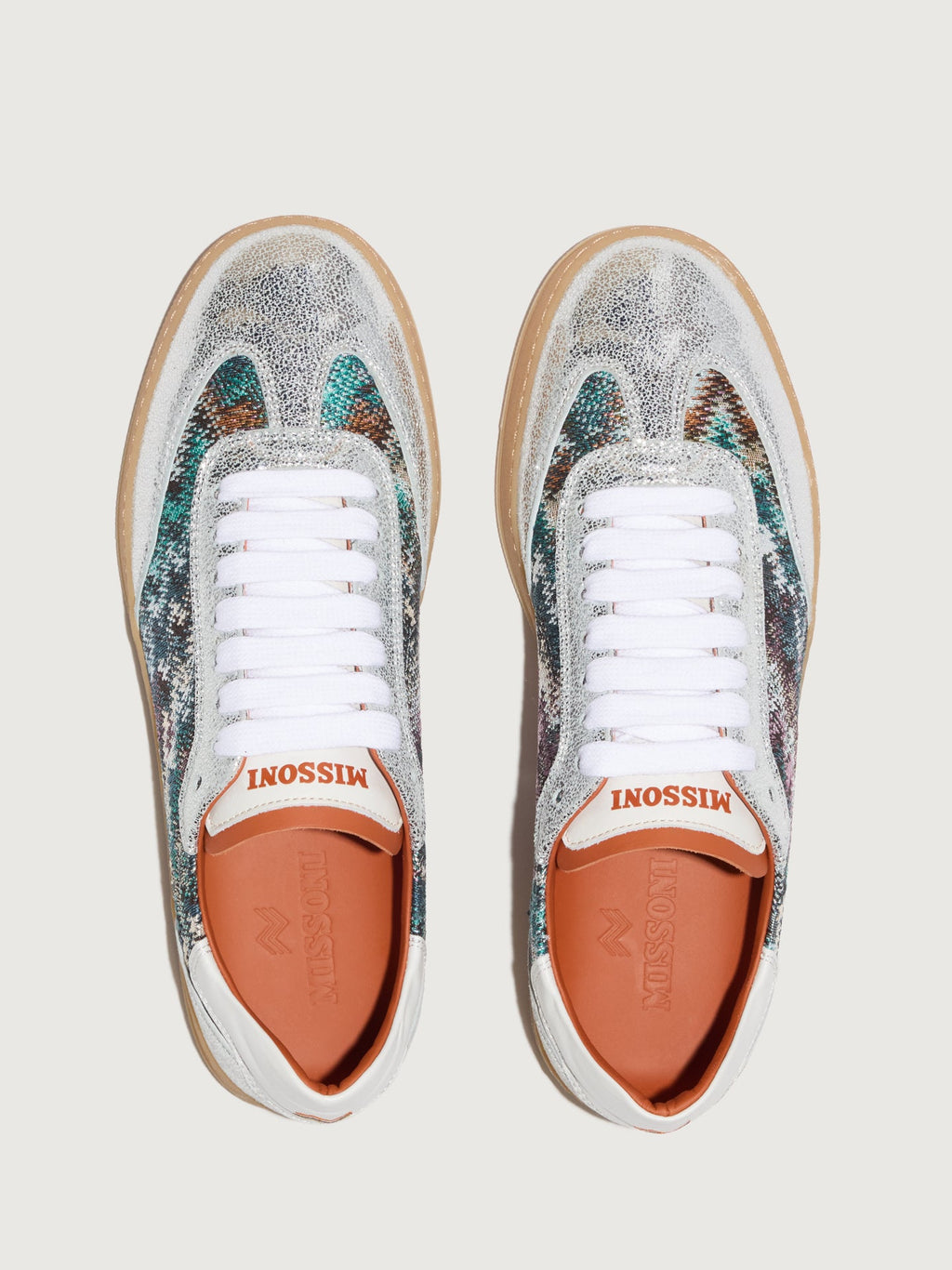 Alice Sneaker - Silver/Fabric Multi Turquoise