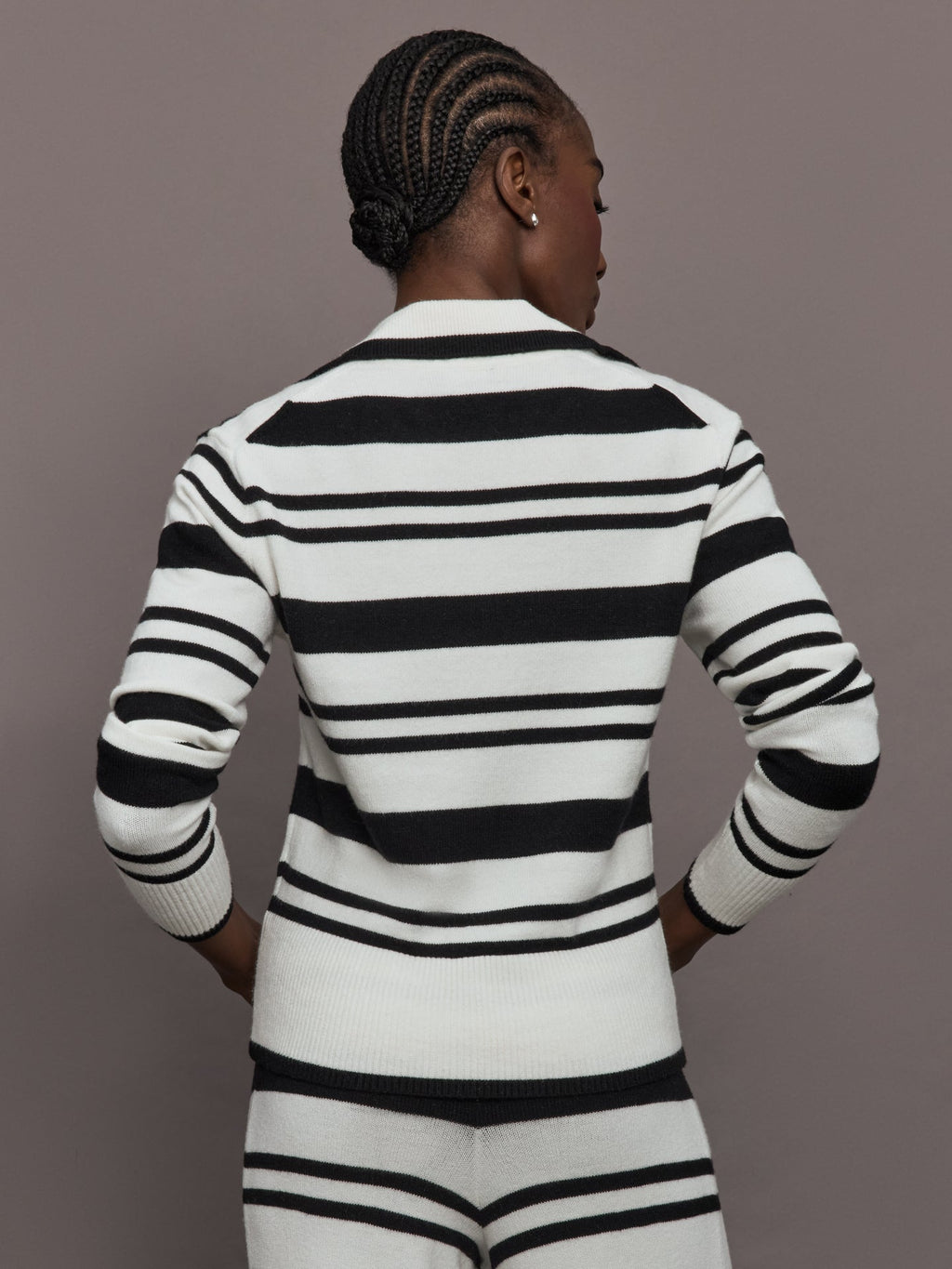 Johnny Collar Striped Sweater - Black/Cream