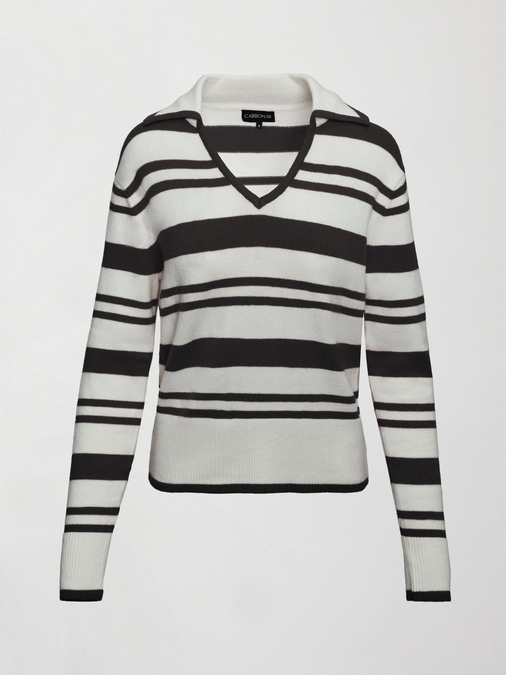 Johnny Collar Striped Sweater - Black/Cream
