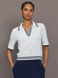 Archie Collared Knit Polo - White