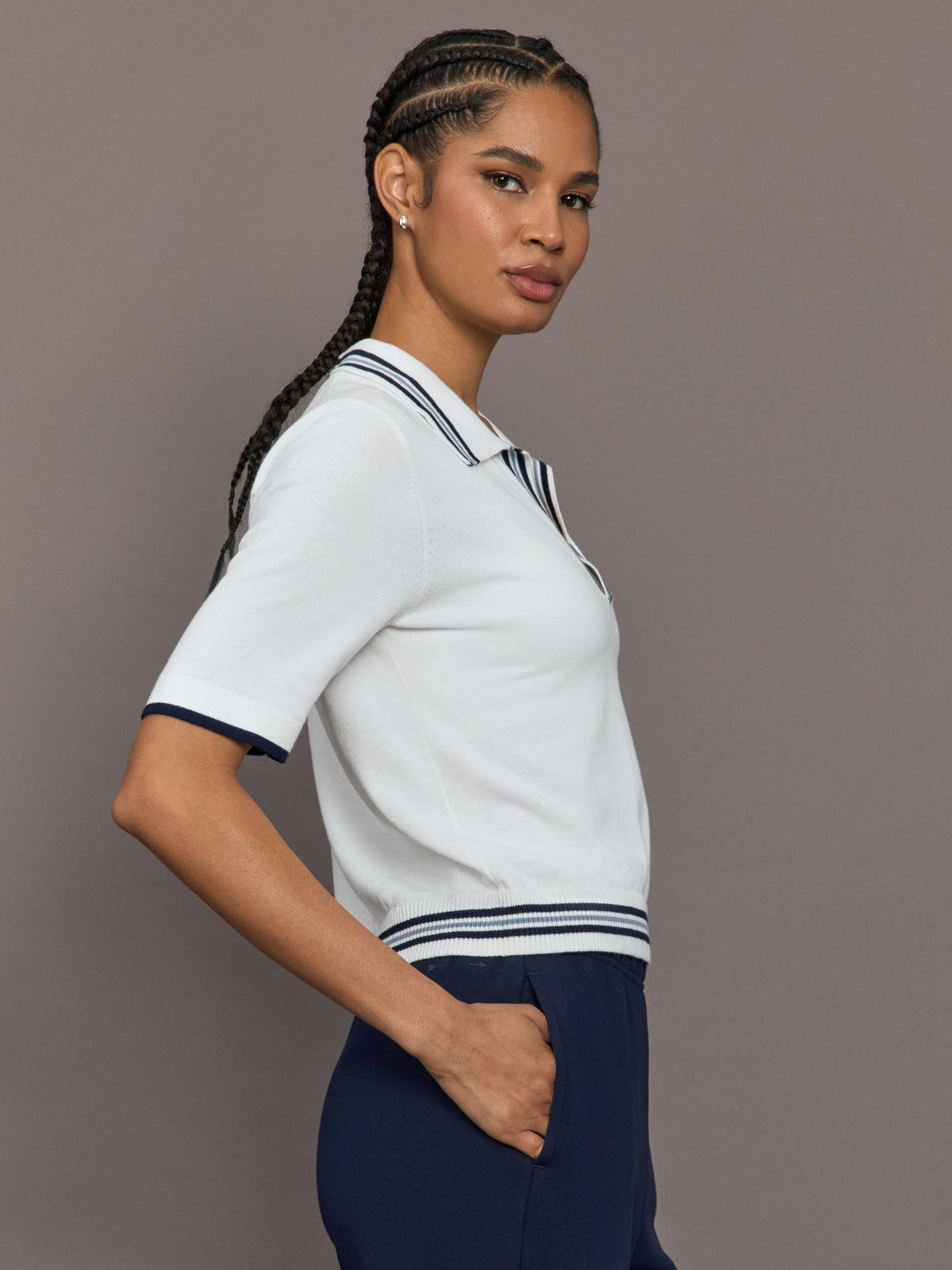 Archie Collared Knit Polo - White