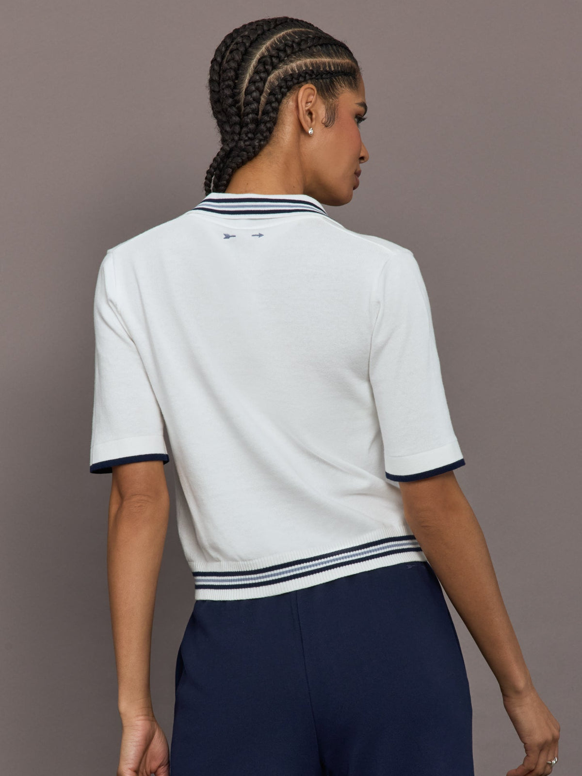 Archie Collared Knit Polo - White