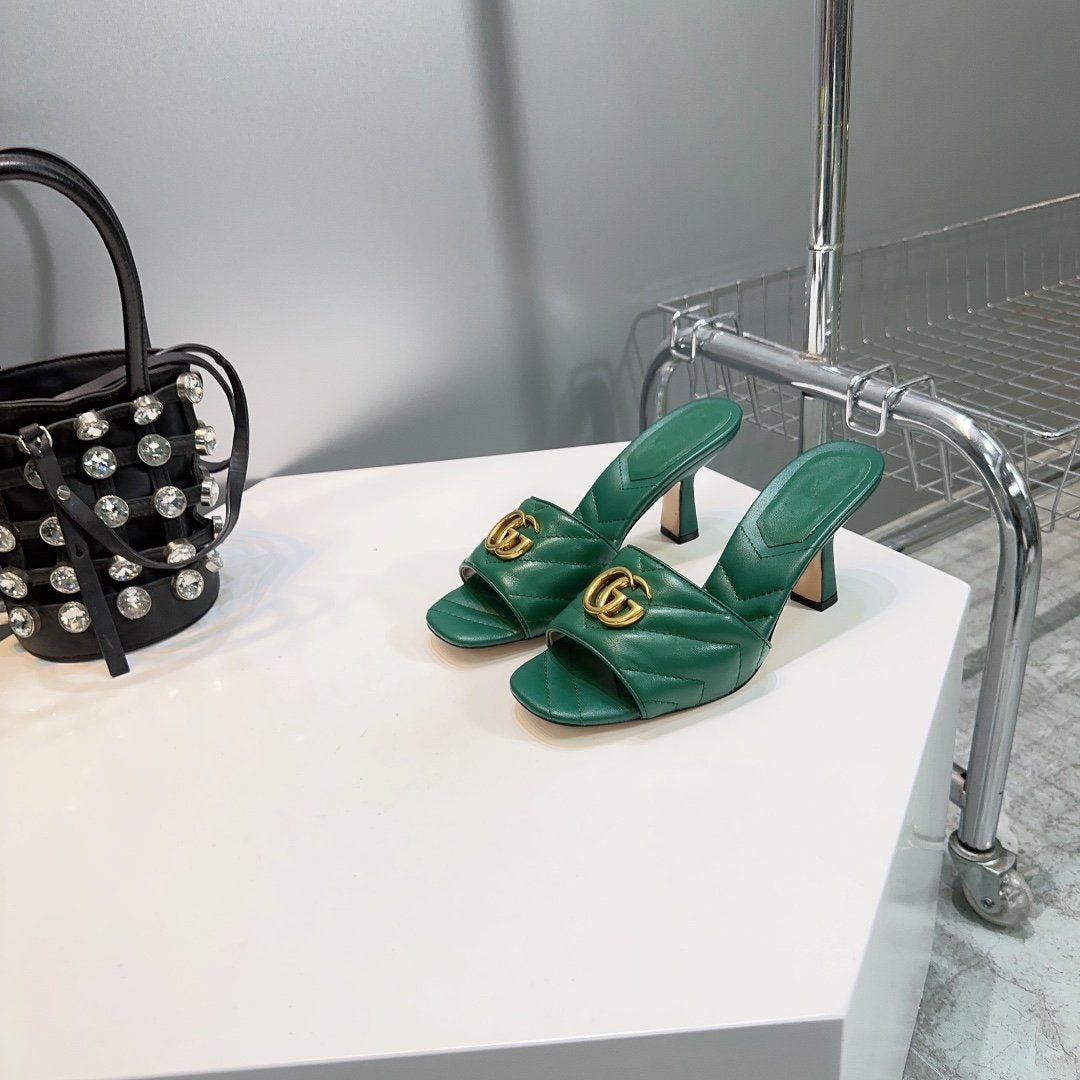 GG SANDALS HIGH-HEELED GREEN