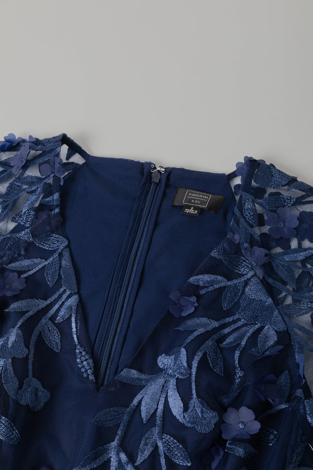 Midnight Navy Embroidered Evening Dress, Cocktail Party