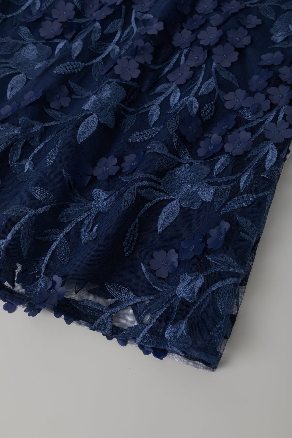 Midnight Navy Embroidered Evening Dress, Cocktail Party