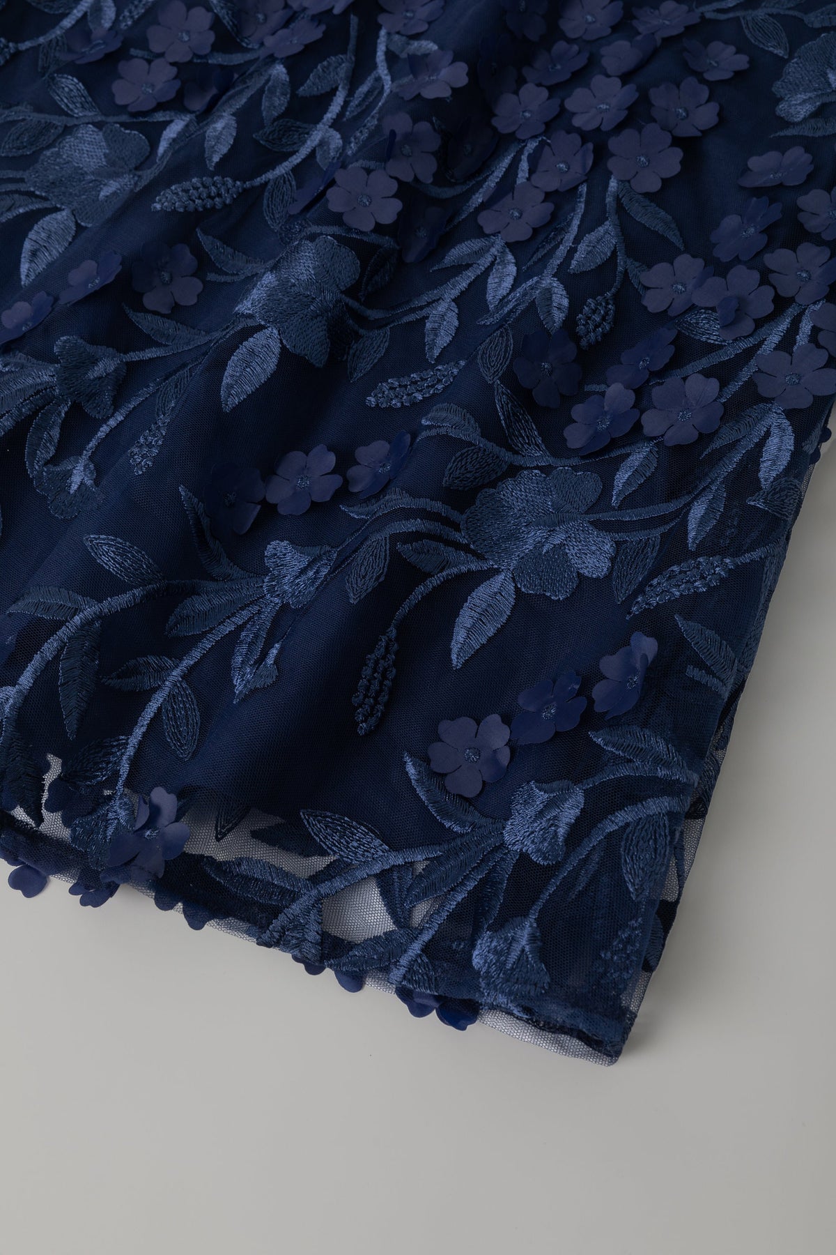 Midnight Navy Embroidered Evening Dress, Cocktail Party