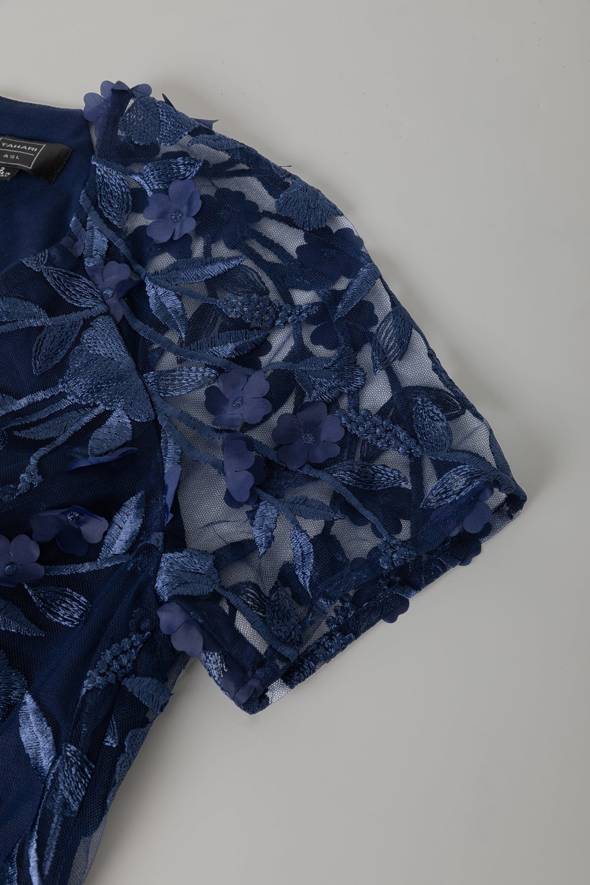 Midnight Navy Embroidered Evening Dress, Cocktail Party