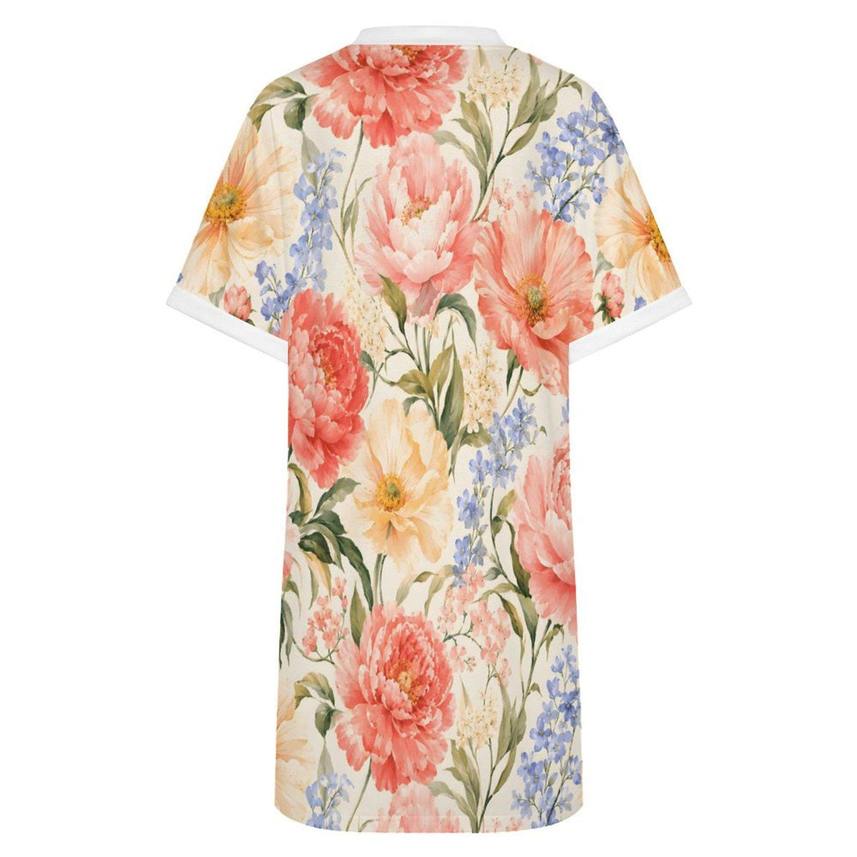 Floral V-Neck Beach Dress, Watercolor Tropical Summer Resort Wear