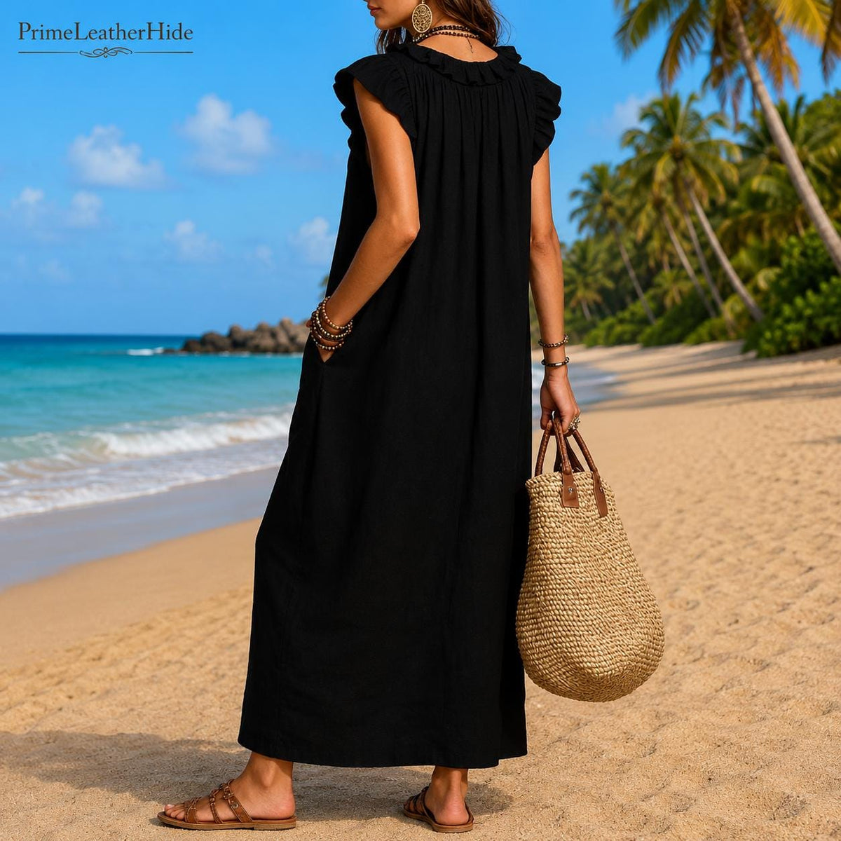 Boho Maxi Shirt Dress V-Neck Loose Fit Beach Kaftan Summer Vacation Casual Flowy Sundress