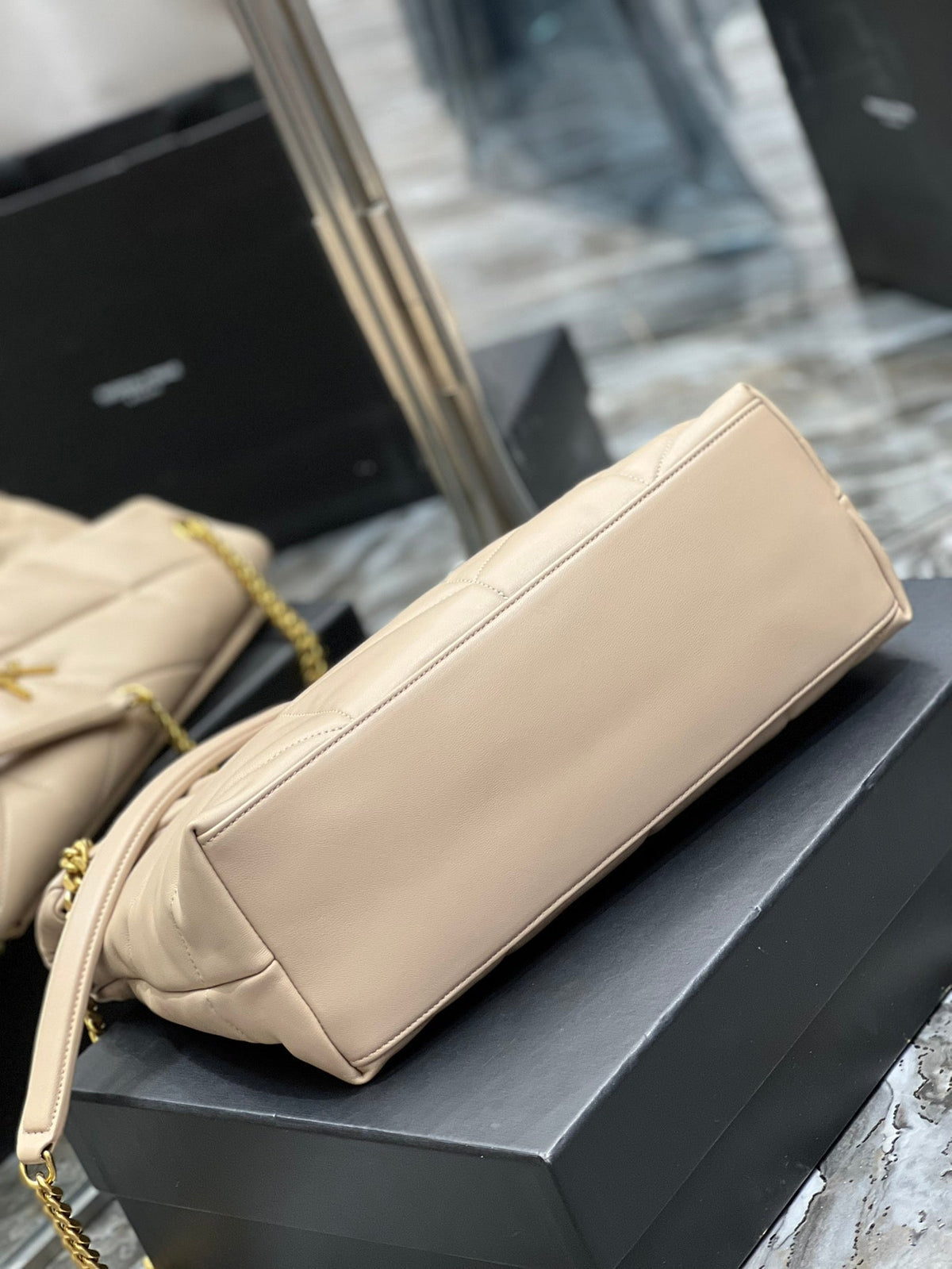 Y PUFFER MEDIUM BAG IN QUILTED LAMBSKIN