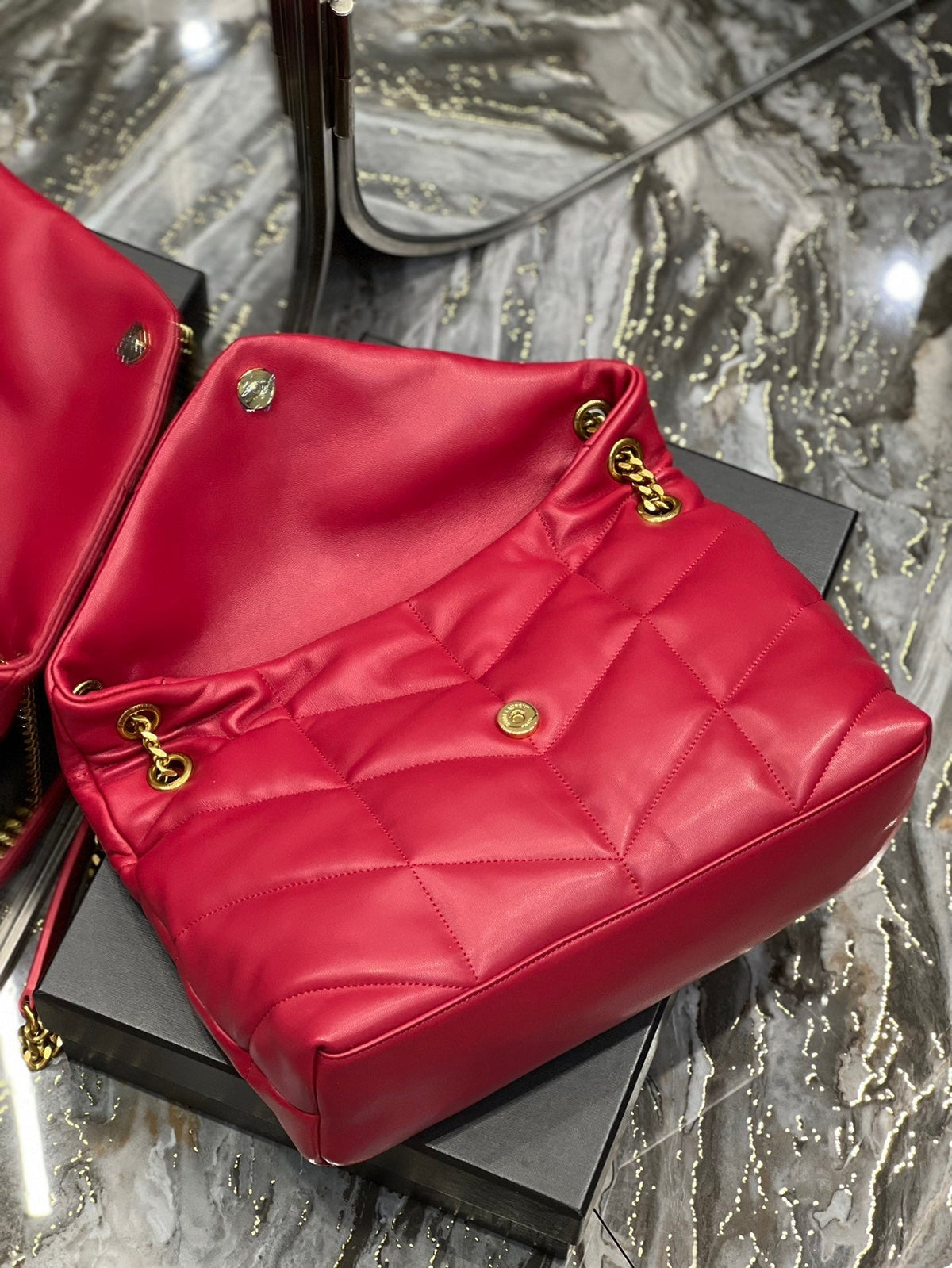 Y PUFFER MEDIUM BAG IN QUILTED LAMBSKIN
