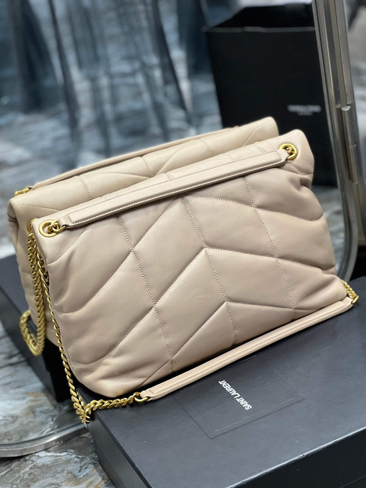 Y PUFFER MEDIUM BAG IN QUILTED LAMBSKIN