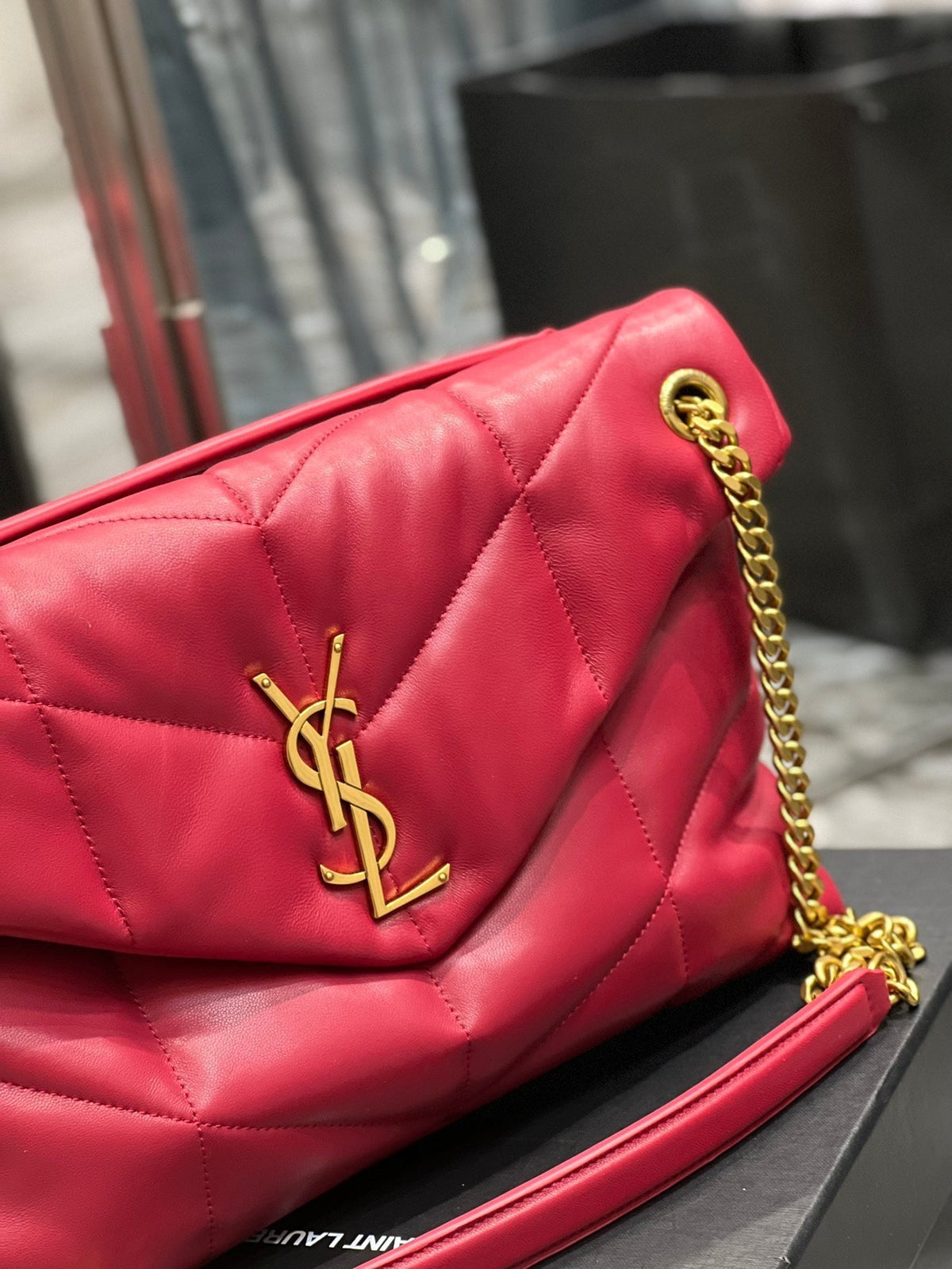Y PUFFER MEDIUM BAG IN QUILTED LAMBSKIN