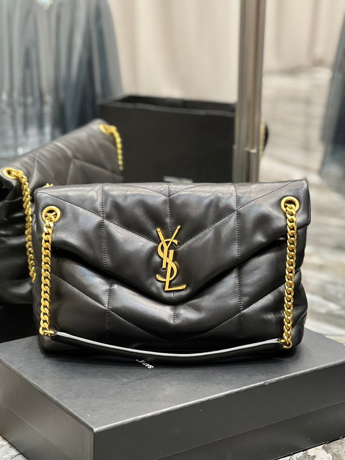 Y PUFFER MEDIUM BAG IN QUILTED LAMBSKIN