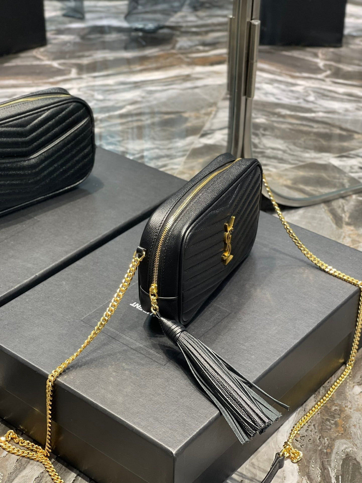 Y Lou Mini Bag In Quilted  Grain  De Poudre Embossed Leather