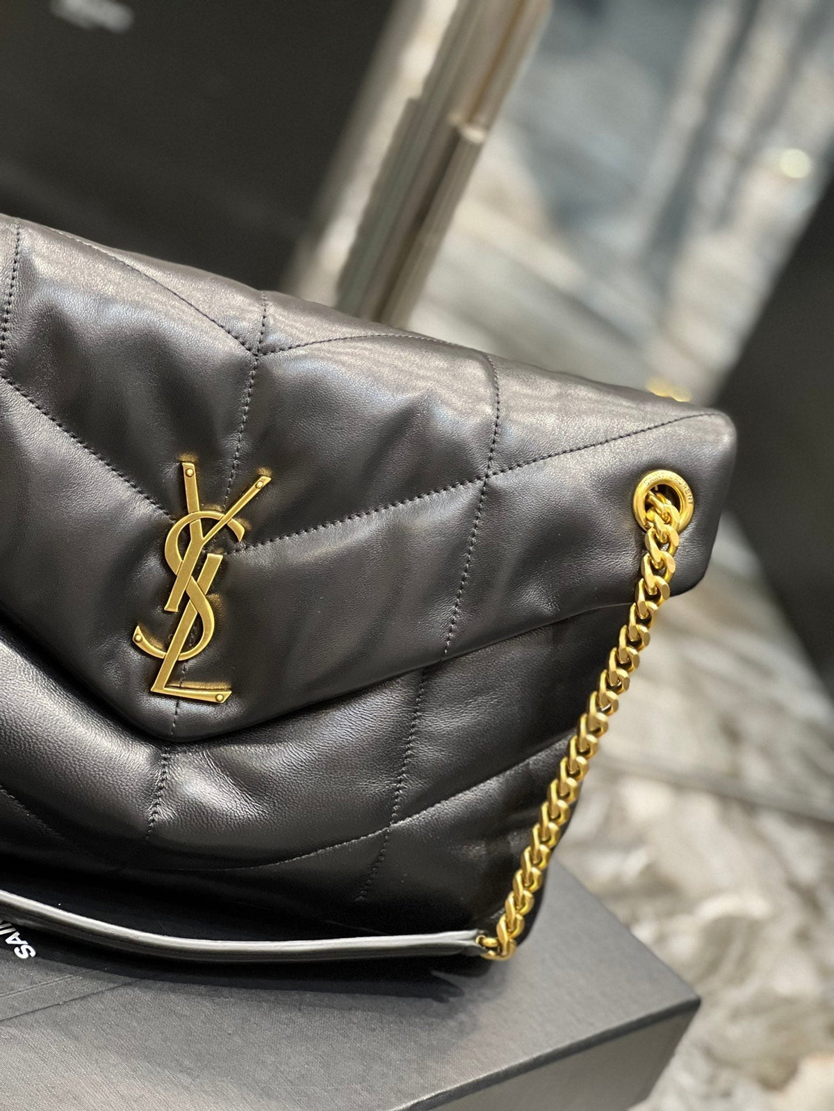 Y PUFFER MEDIUM BAG IN QUILTED LAMBSKIN