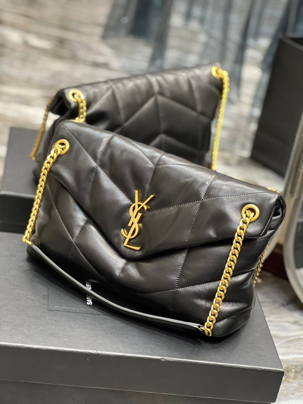 Y PUFFER MEDIUM BAG IN QUILTED LAMBSKIN