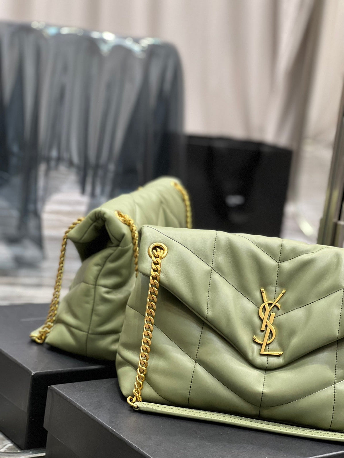 Y PUFFER MEDIUM BAG IN QUILTED LAMBSKIN