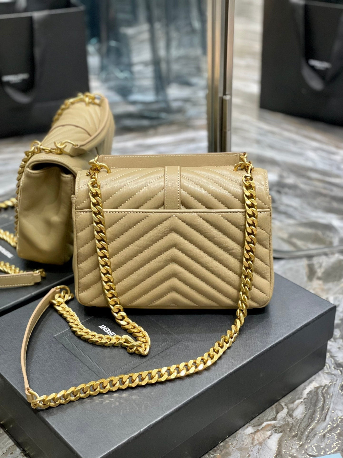 Y College Medium Quilted leather Bag