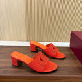 GG Interlocking G Cutout Sandals 5.5cm Orange Canvas 646504