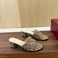 GG Interlocking G Cutout Sandals 5.5cm Khahi Beige Sheepskin Canvas 646500