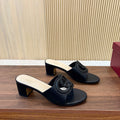 GG Interlocking G Cutout Sandals 5.5cm Black Sheepskin 646499