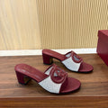 GG Interlocking G Cutout Sandals 5.5cm Burgundy Sheepskin Mesh 646495