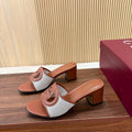 GG Interlocking G Cutout Sandals 5.5cm Brown Sheepskin Mesh 646494