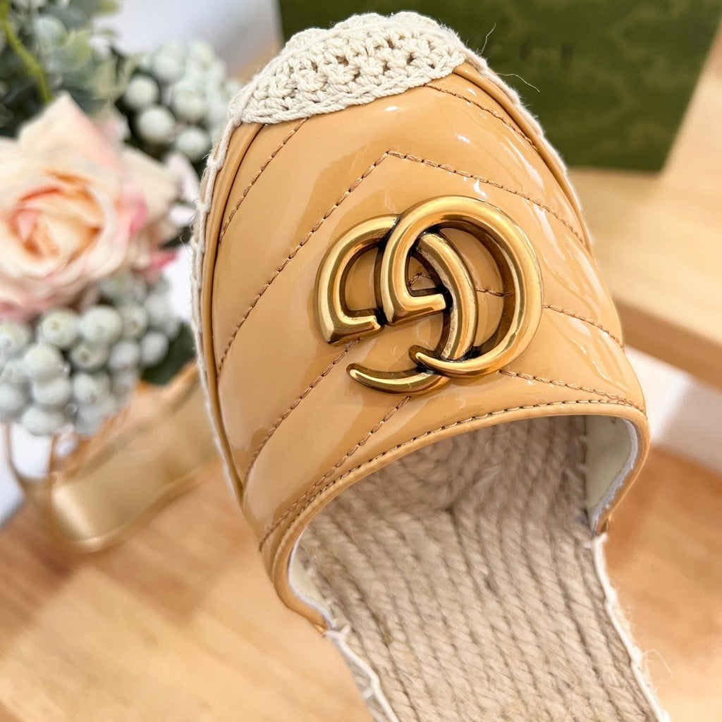 GG  Crochet platform Espadrilles Blush Amber Yellow