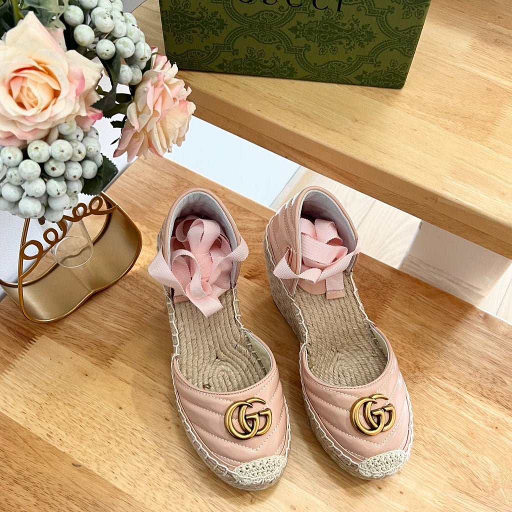 GG  Crochet platform Espadrilles Blush Pink